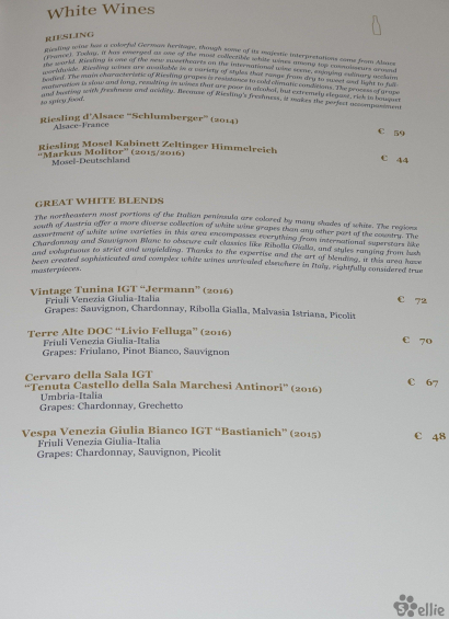 Yacht Club Wine List